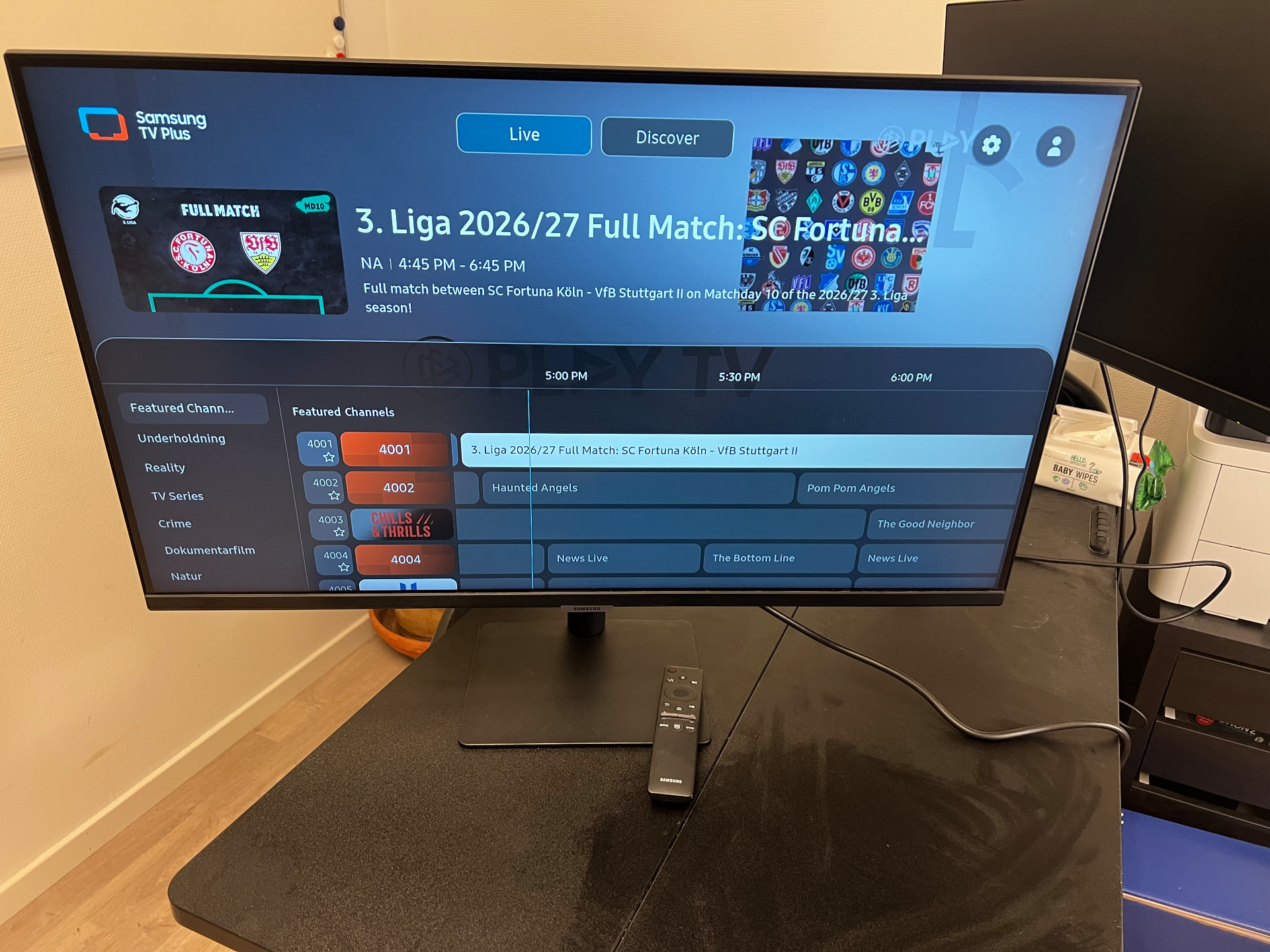 Samsung TV Plus på den konkrete Samsung M7